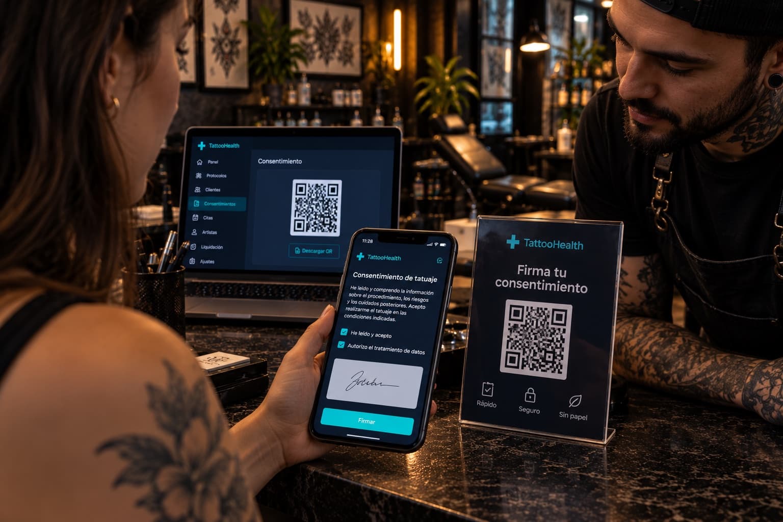 Código QR que abre el consentimiento de tatuaje